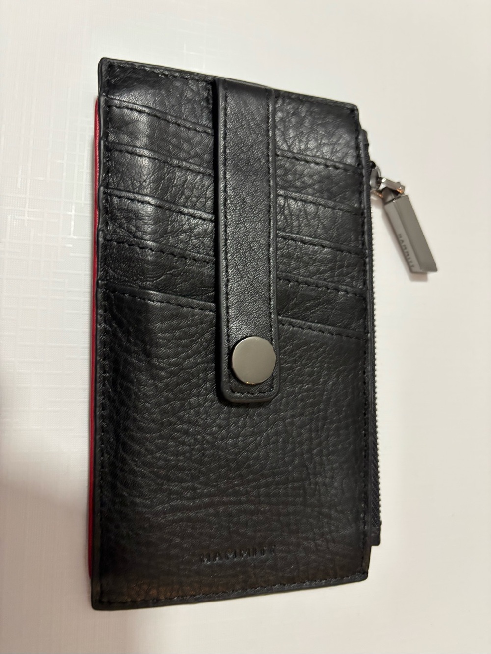 Hammitt wallet 210 west card holder zipper black leather gunmetal hardware